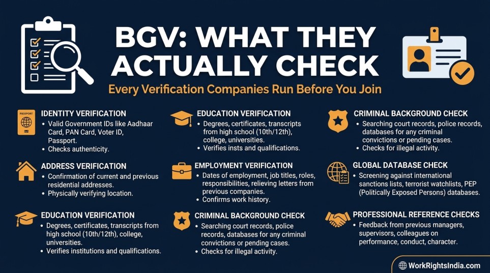 what do companies check during background verification in India